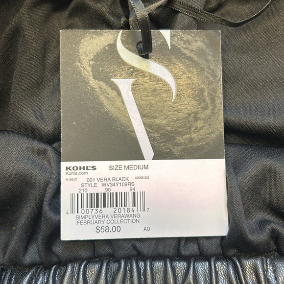 NWT Simply Vera Vera Wang Faux-Leather Midi Skirt in Vera Black M - Picture 15 of 15
